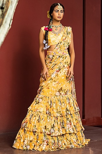 Inaya Pre-Draped Wedding Lehenga Saree by Kalista at Pernia's Pop Up Shop