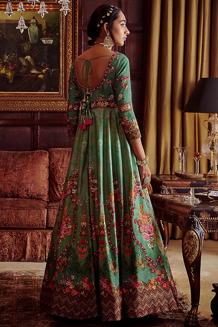 Green Embroidered Wedding Anarkali Set by Kalista at Pernia's Pop Up Shop