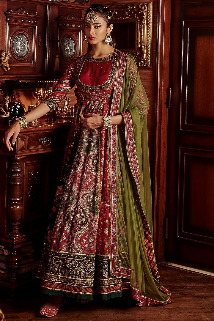 Multi-Colored Embroidered Anarkali Set by Kalista