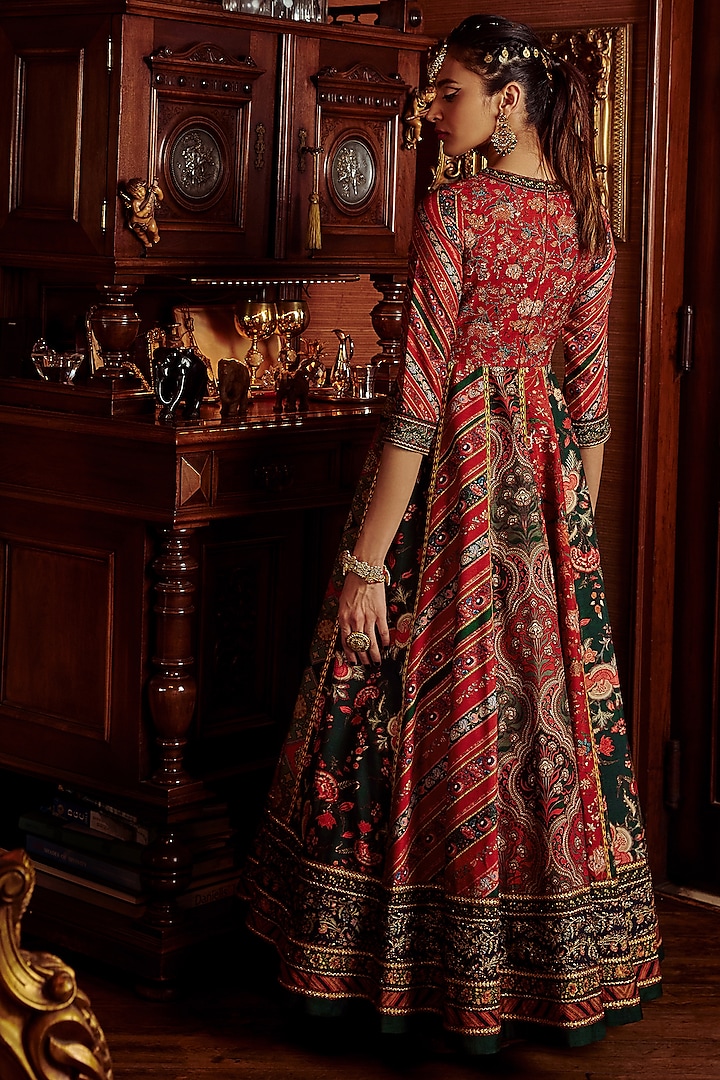 Multi-Colored Embroidered Wedding Anarkali Set by Kalista at Pernia's Pop Up Shop