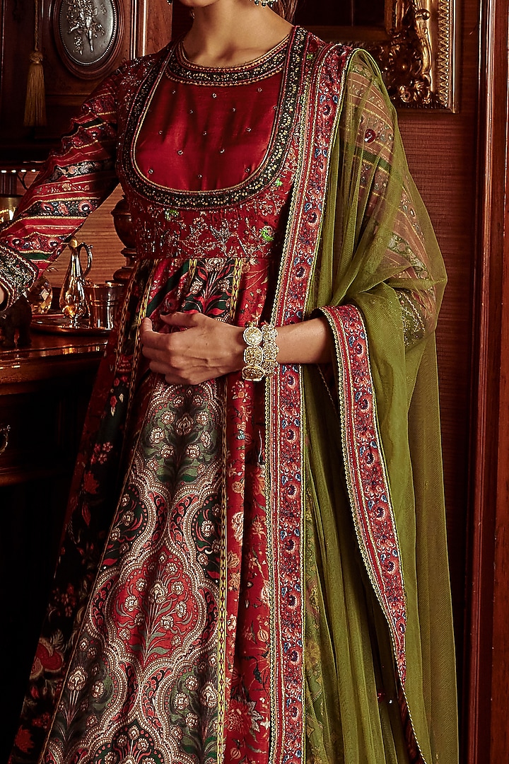 Multi-Colored Embroidered Wedding Anarkali Set by Kalista at Pernia's Pop Up Shop