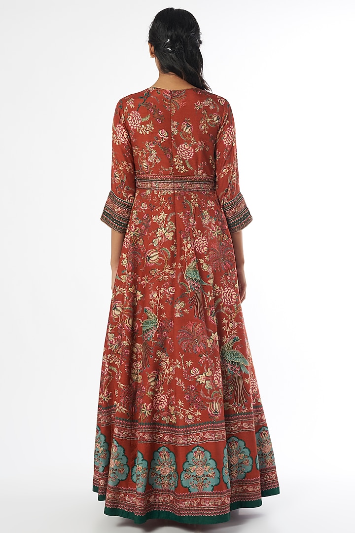 Rust Embroidered Wedding Anarkali Set by Kalista at Pernia's Pop Up Shop