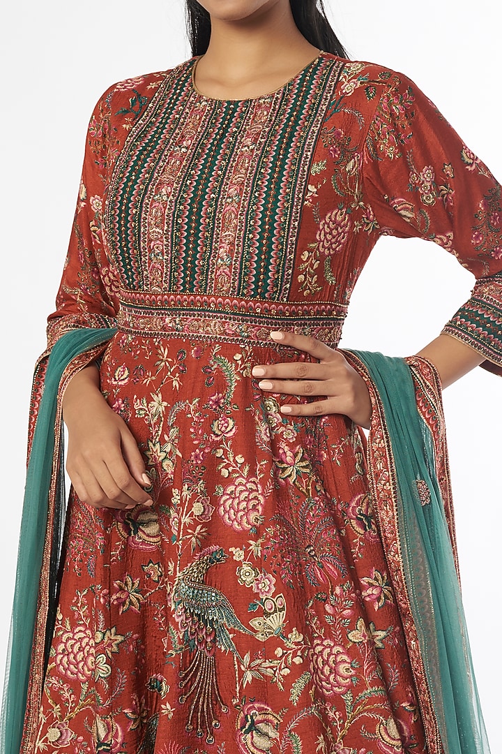 Rust Embroidered Wedding Anarkali Set by Kalista at Pernia's Pop Up Shop