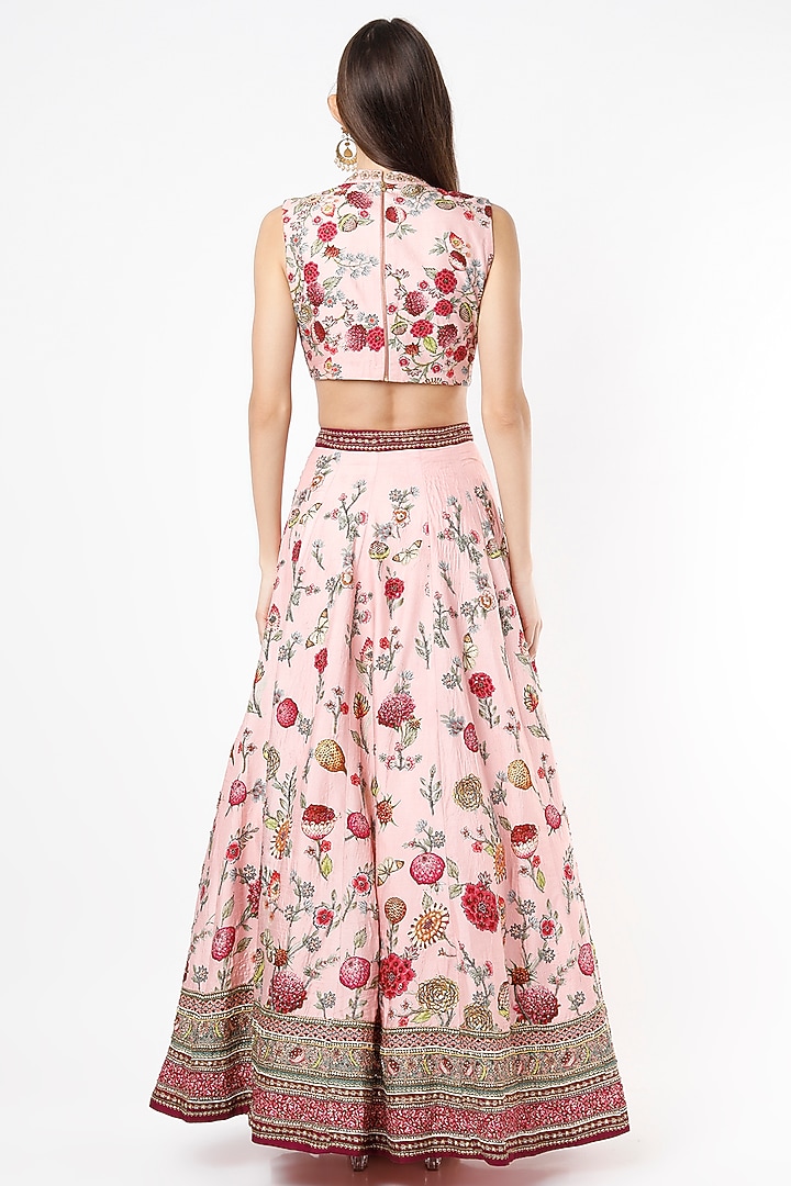 Blush Pink Hand Painted & Embroidered Wedding Lehenga Set by Kalista at Pernia's Pop Up Shop