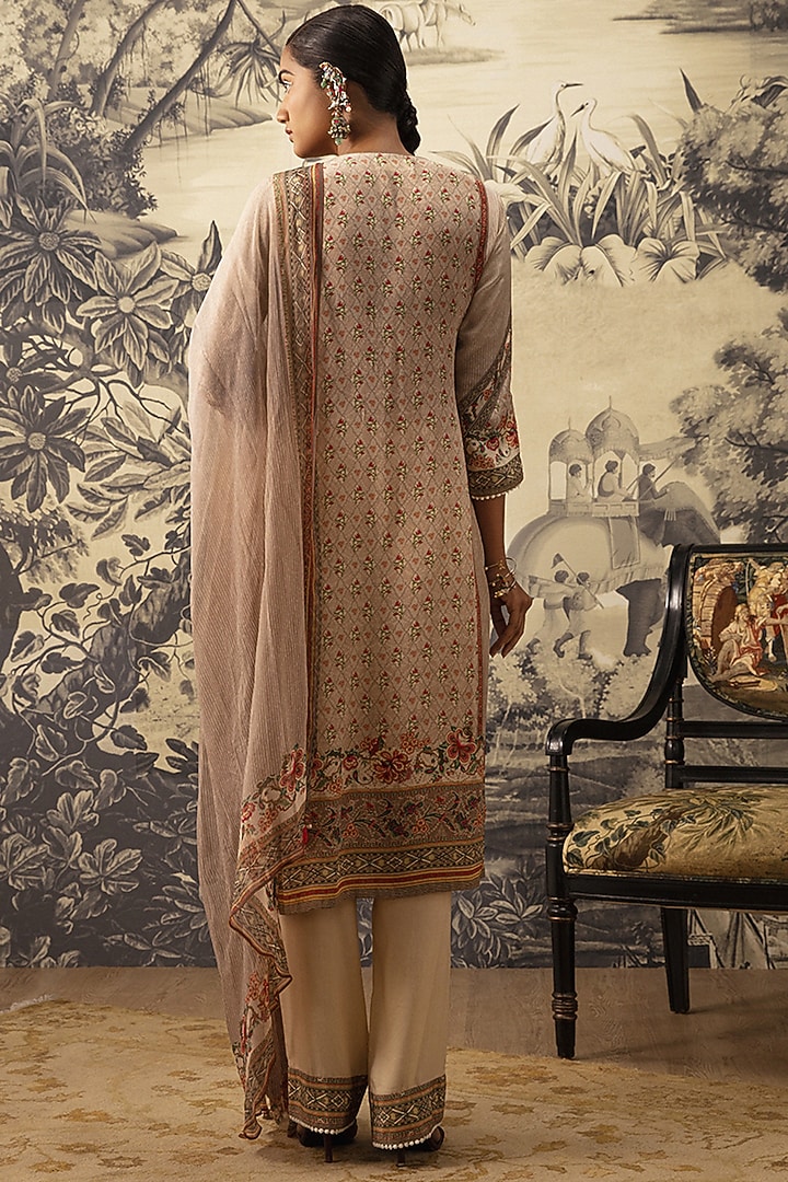 Beige Straight Kurta Set by Kalista at Pernia's Pop Up Shop