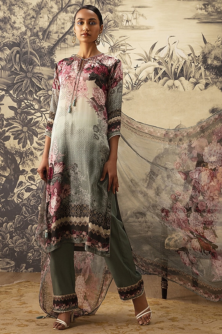Sage Green Straight Kurta Set by Kalista at Pernia's Pop Up Shop