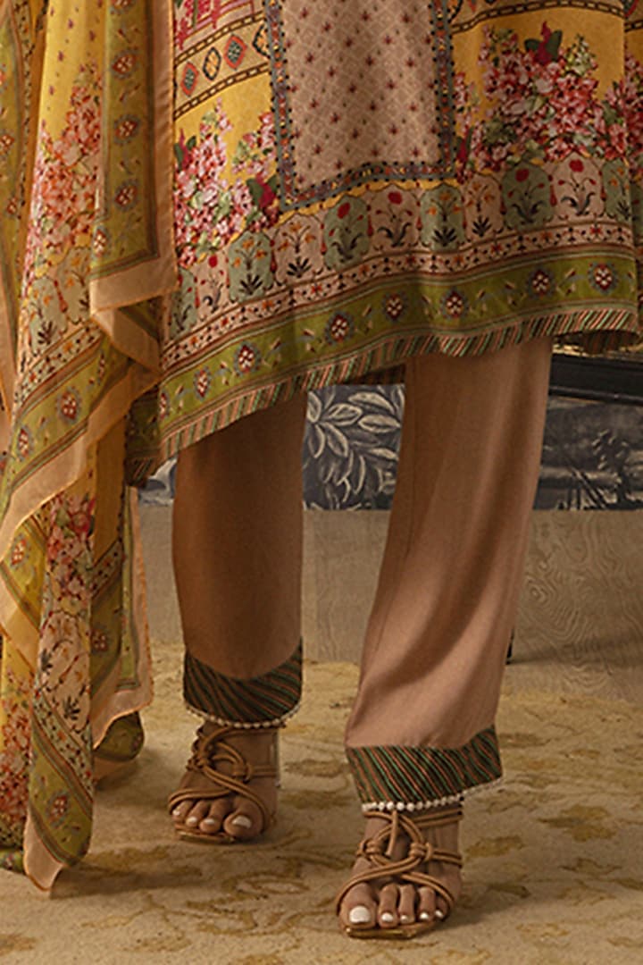 Beige A-line Kurta Set by Kalista at Pernia's Pop Up Shop