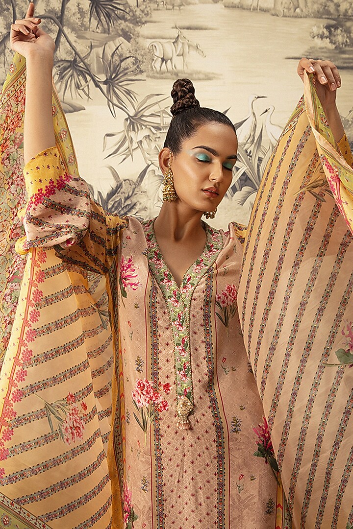 Beige A-line Kurta Set by Kalista at Pernia's Pop Up Shop
