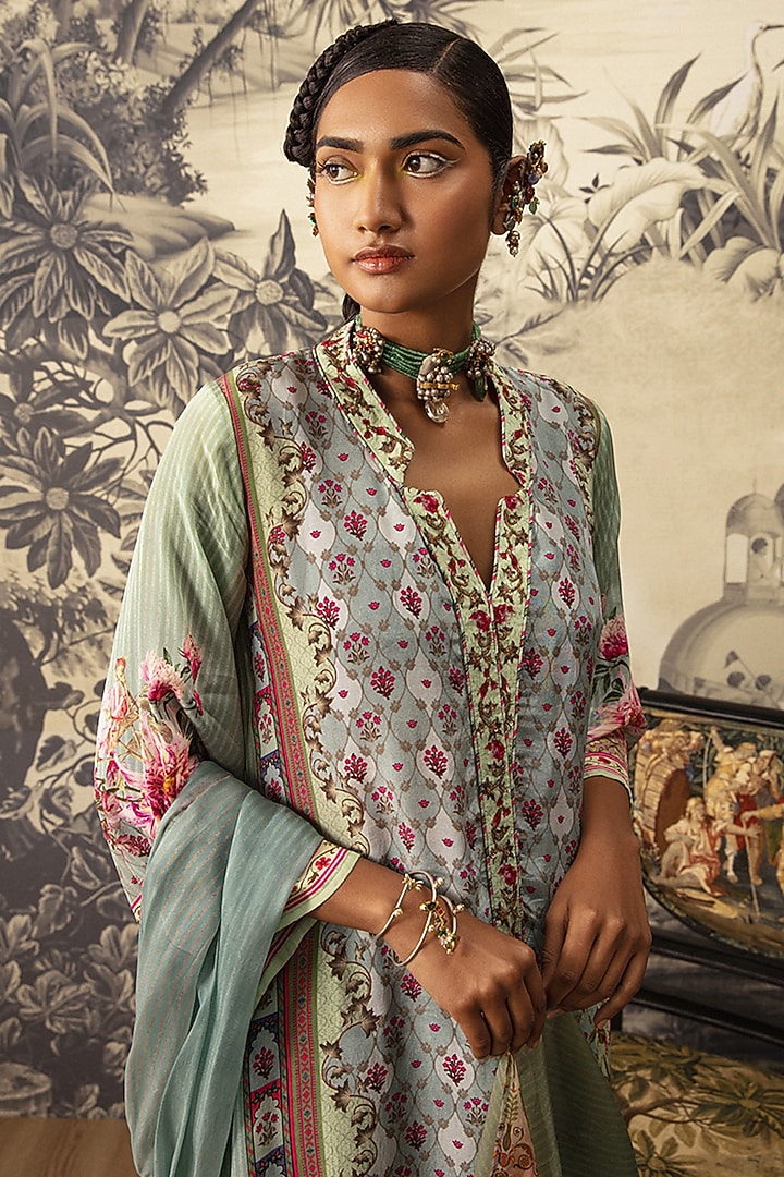 Powder Blue A-line Kurta Set by Kalista at Pernia's Pop Up Shop