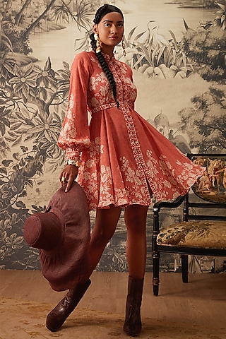 Peach Buttoned Down Dress by Kalista