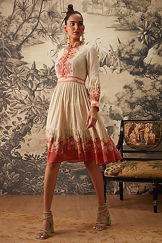 Ivory Printed Dress by Kalista