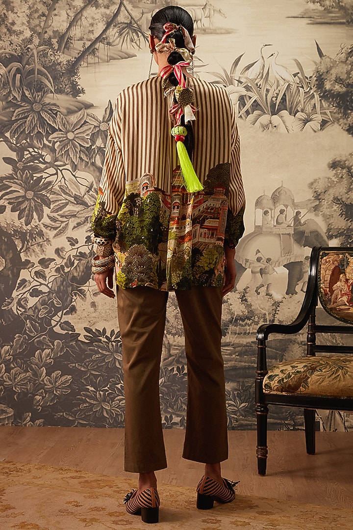 Multi-Colored Viscose Satin Stripe Printed Tunic by Kalista at Pernia's Pop Up Shop