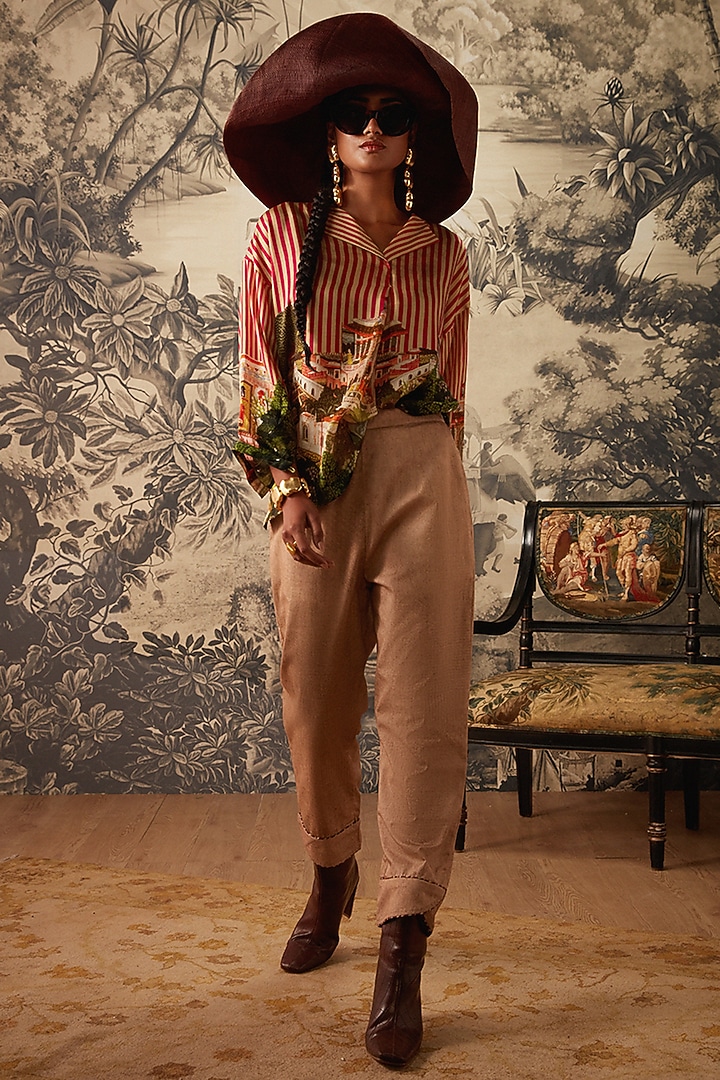 Multi-Colored Viscose Satin Stripe Printed Tunic by Kalista at Pernia's Pop Up Shop