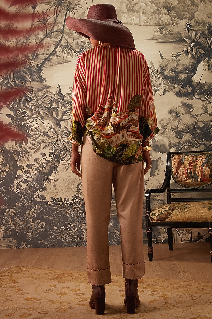 Multi-Colored Viscose Satin Stripe Printed Tunic by Kalista at Pernia's Pop Up Shop