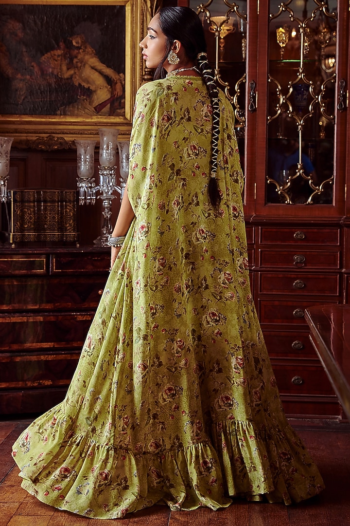 Pista Green Printed Gharara Set by Kalista at Pernia's Pop Up Shop
