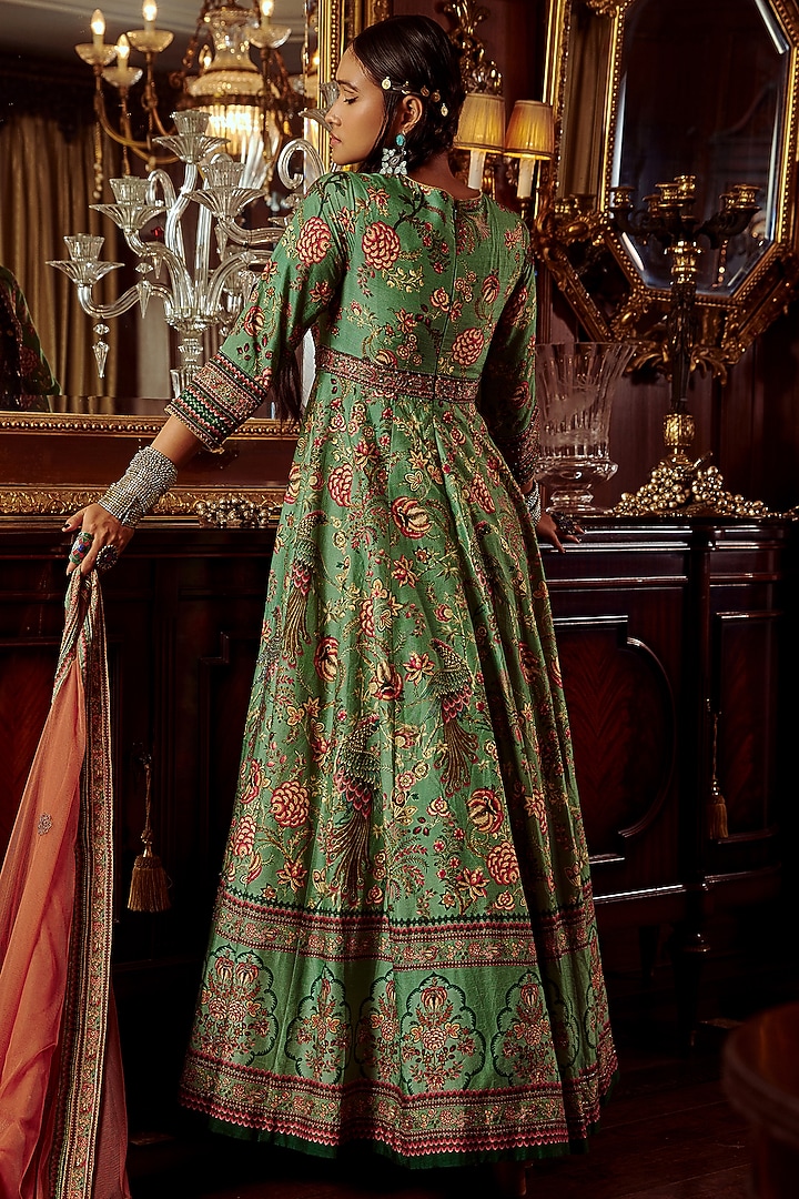 Sea Green Embroidered Wedding Anarkali Set by Kalista at Pernia's Pop Up Shop
