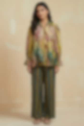 Multi-Colored Pure Cotton Floral Hand Painted Co-Ord Set by Kalista at Pernia's Pop Up Shop