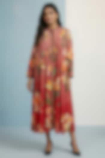 Walnut Pure Cotton Floral Printed Pleated Summer Dress by Kalista at Pernia's Pop Up Shop