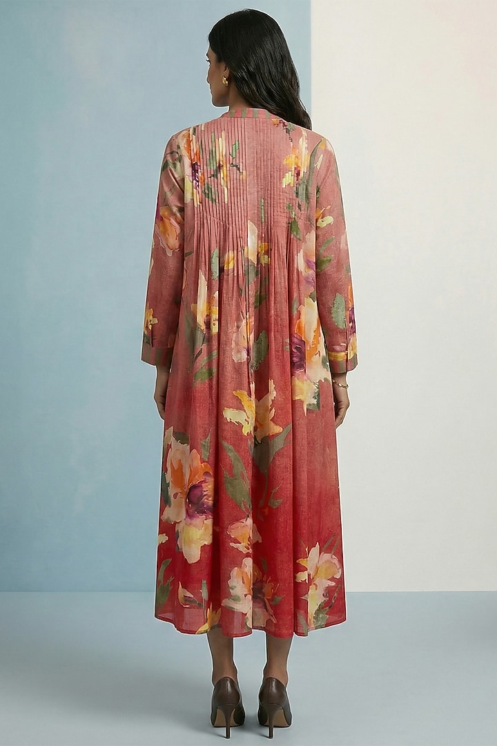 Walnut Pure Cotton Floral Printed Pleated Summer Dress by Kalista at Pernia's Pop Up Shop