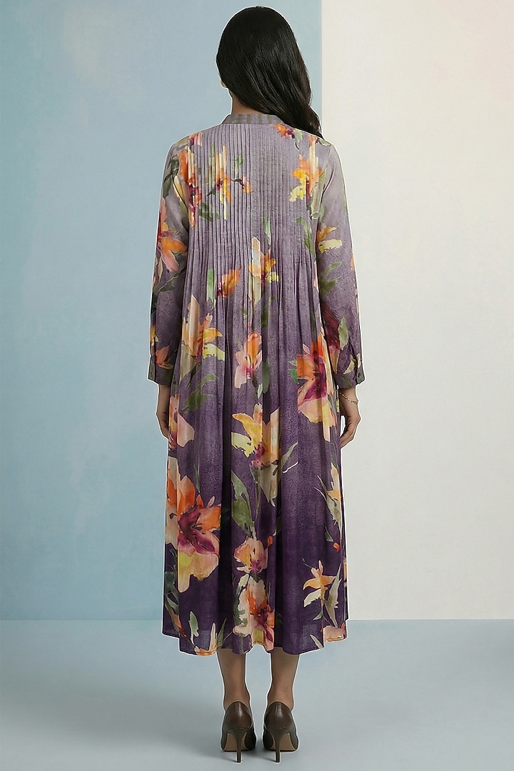 Lilac Pure Cotton Flowy Pleated Maxi Summer Dress by Kalista at Pernia's Pop Up Shop