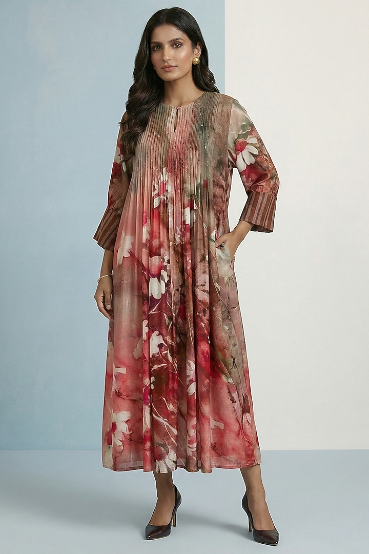 Rose Red Pure Cotton Floral Printed Maxi Summer Dress by Kalista at Pernia's Pop Up Shop