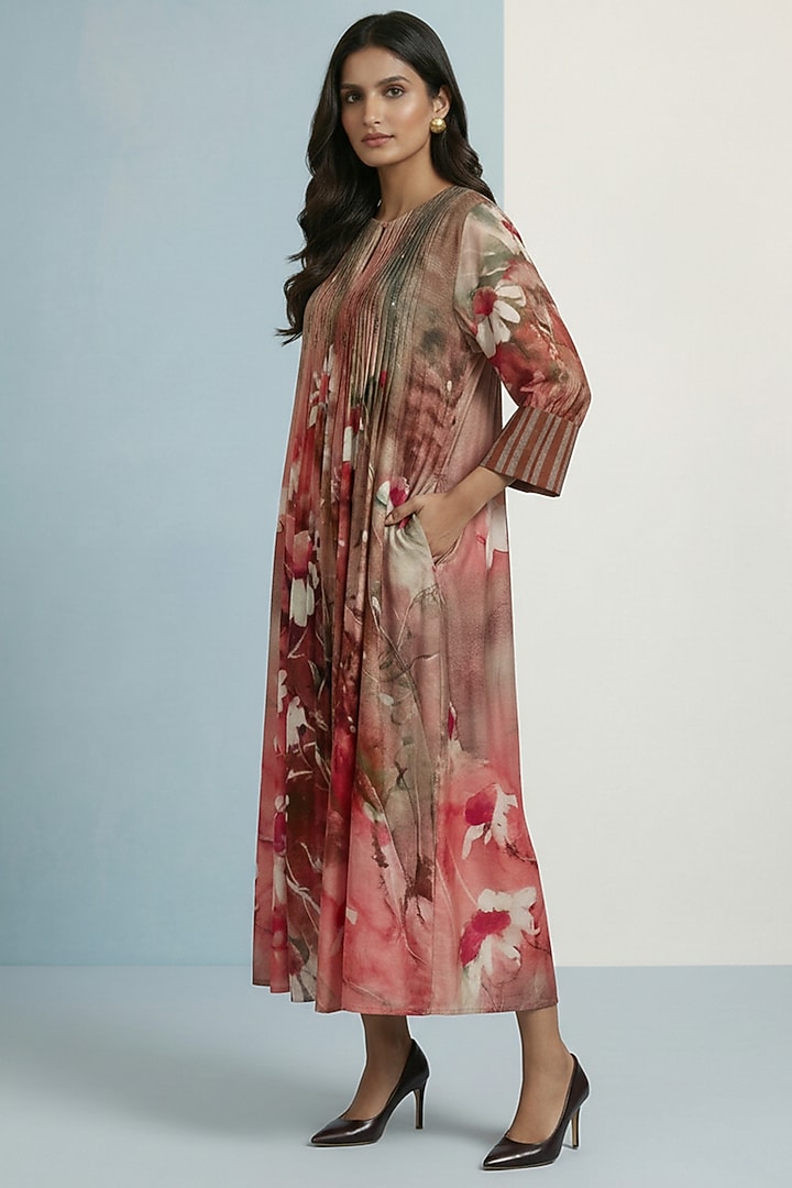 Rose Red Pure Cotton Floral Printed Maxi Summer Dress by Kalista at Pernia's Pop Up Shop