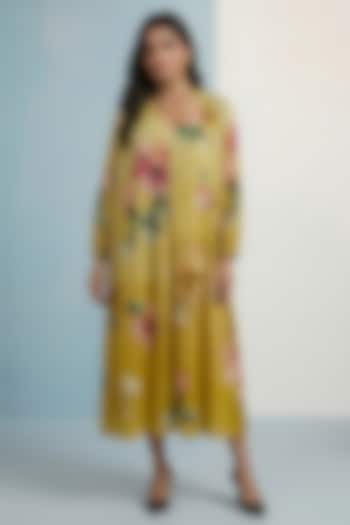Amber Yellow Pure Cotton Floral Printed Maxi Summer Dress by Kalista at Pernia's Pop Up Shop