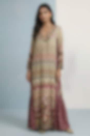 Ivory Viscose Crepe Floral Printed Jalabiya Vacation Dress by Kalista at Pernia's Pop Up Shop