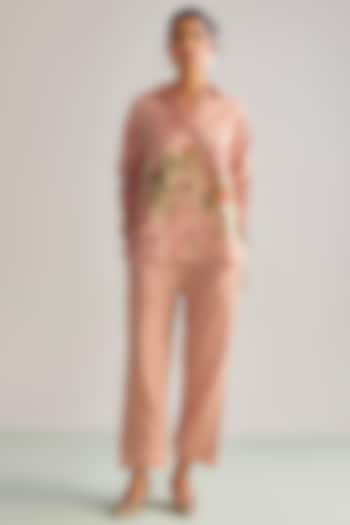 Blush Pink Viscose Slub Printed Co-Ord Set by Kalista at Pernia's Pop Up Shop