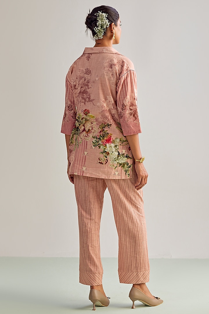 Blush Pink Viscose Slub Printed Co-Ord Set by Kalista at Pernia's Pop Up Shop