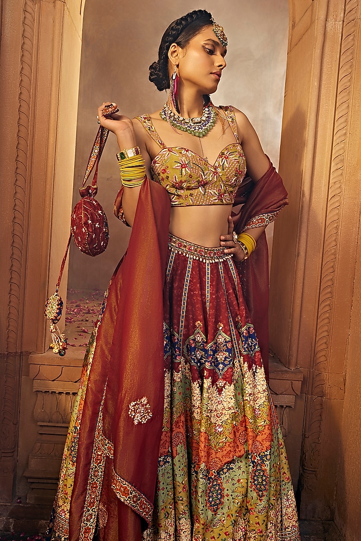 DESIGNER WEDDING LEHANGA SET IN RAW SILK