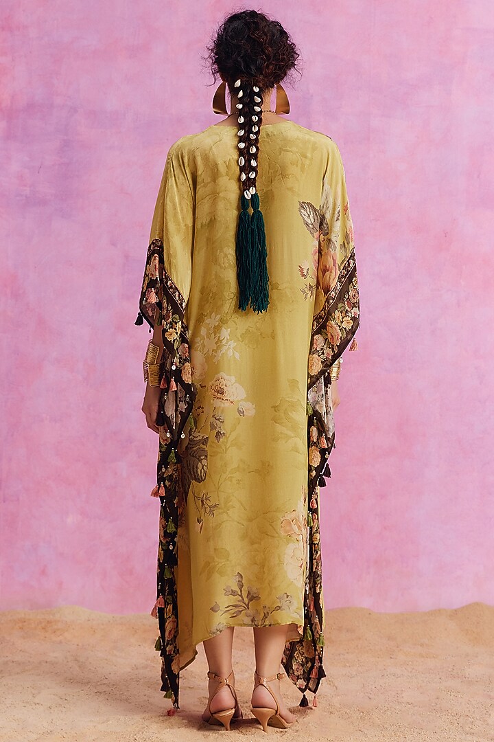 Limeade Viscose Crepe Floral Printed Savana Kaftan by Kalista at Pernia's Pop Up Shop