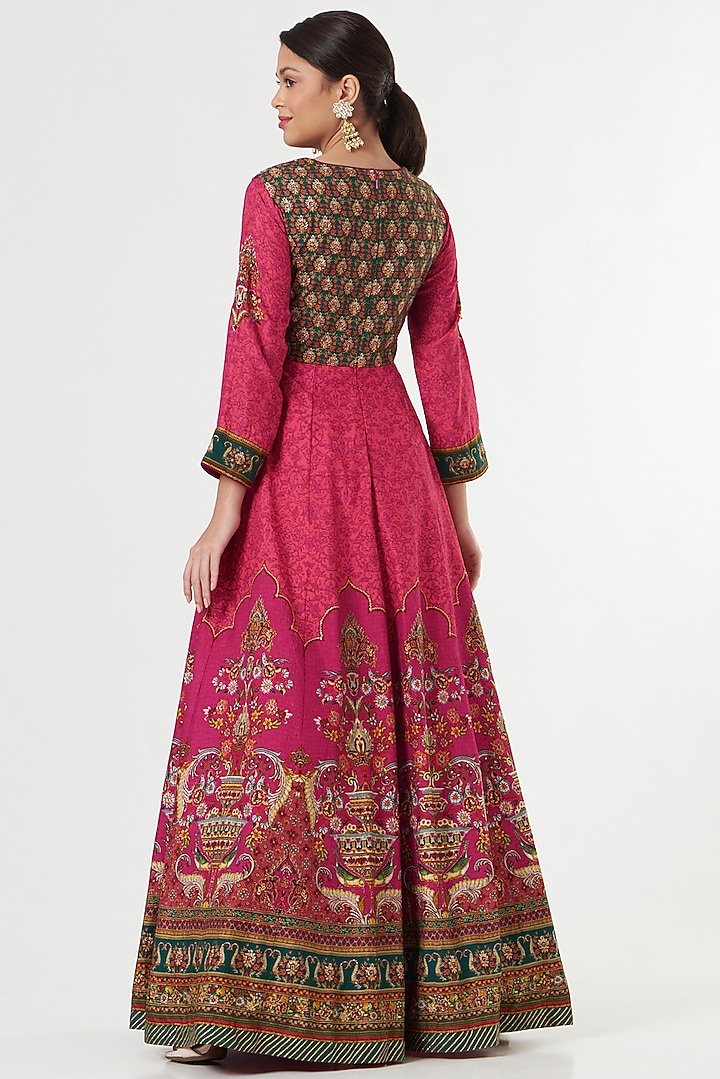 Red Floral Printed Wedding Anarkali Set by Kalista at Pernia's Pop Up Shop