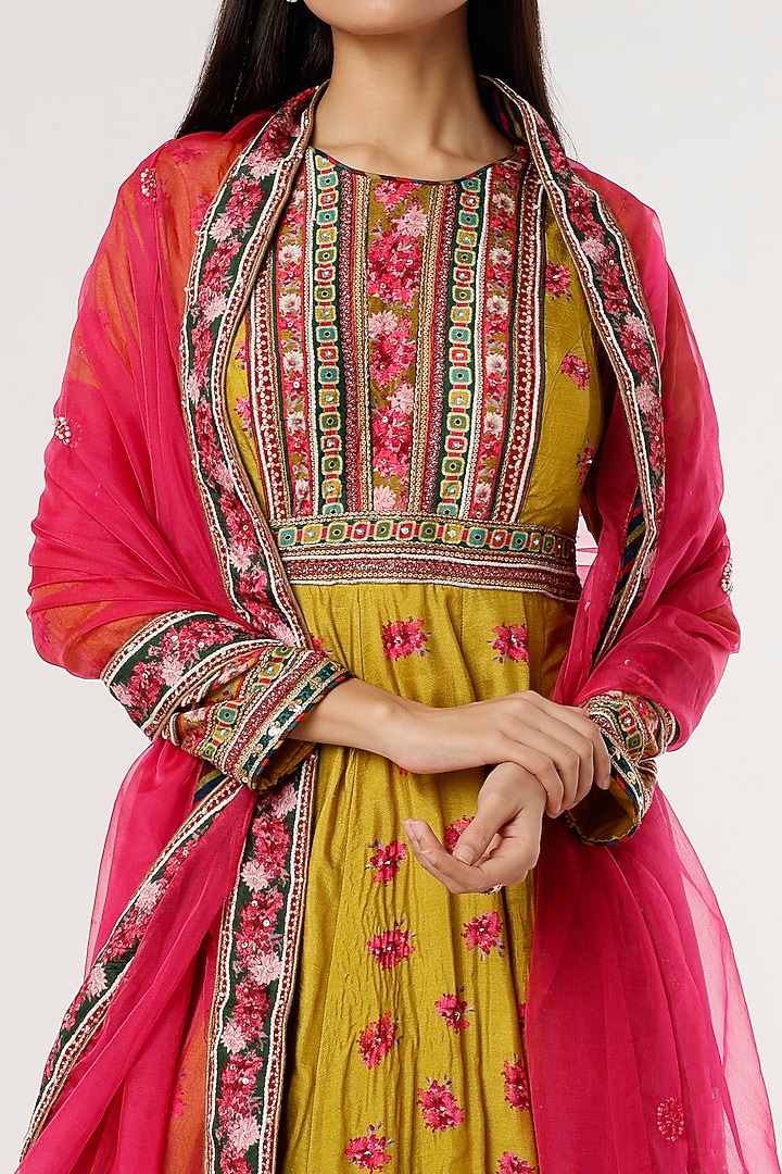 Mint Green Embroidered Wedding Anarkali Set by Kalista at Pernia's Pop Up Shop