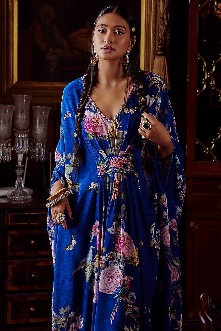Cobalt Blue Embellished Kaftan by Kalista at Pernia's Pop Up Shop