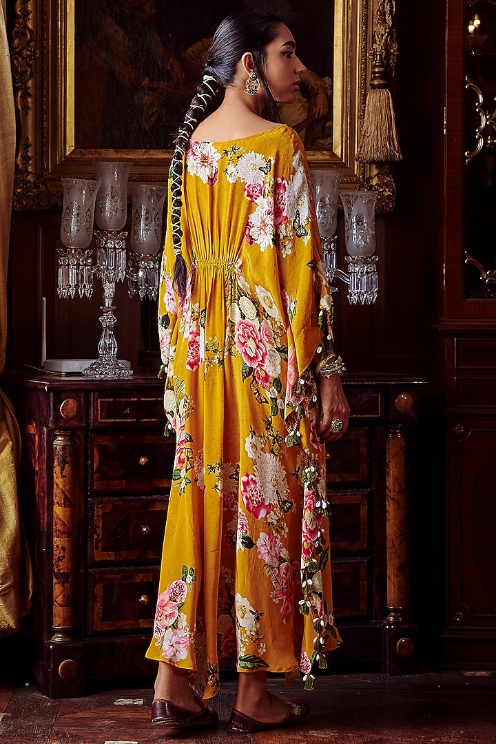 Tangerine Orange Printed Kaftan by Kalista at Pernia's Pop Up Shop