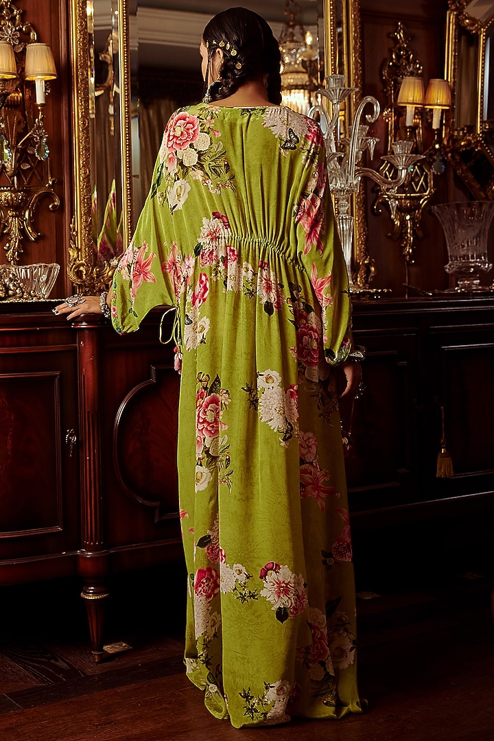 Lime Green Printed Kaftan by Kalista at Pernia's Pop Up Shop