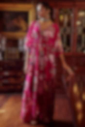 Fuschia Pink Printed Kaftan by Kalista at Pernia's Pop Up Shop