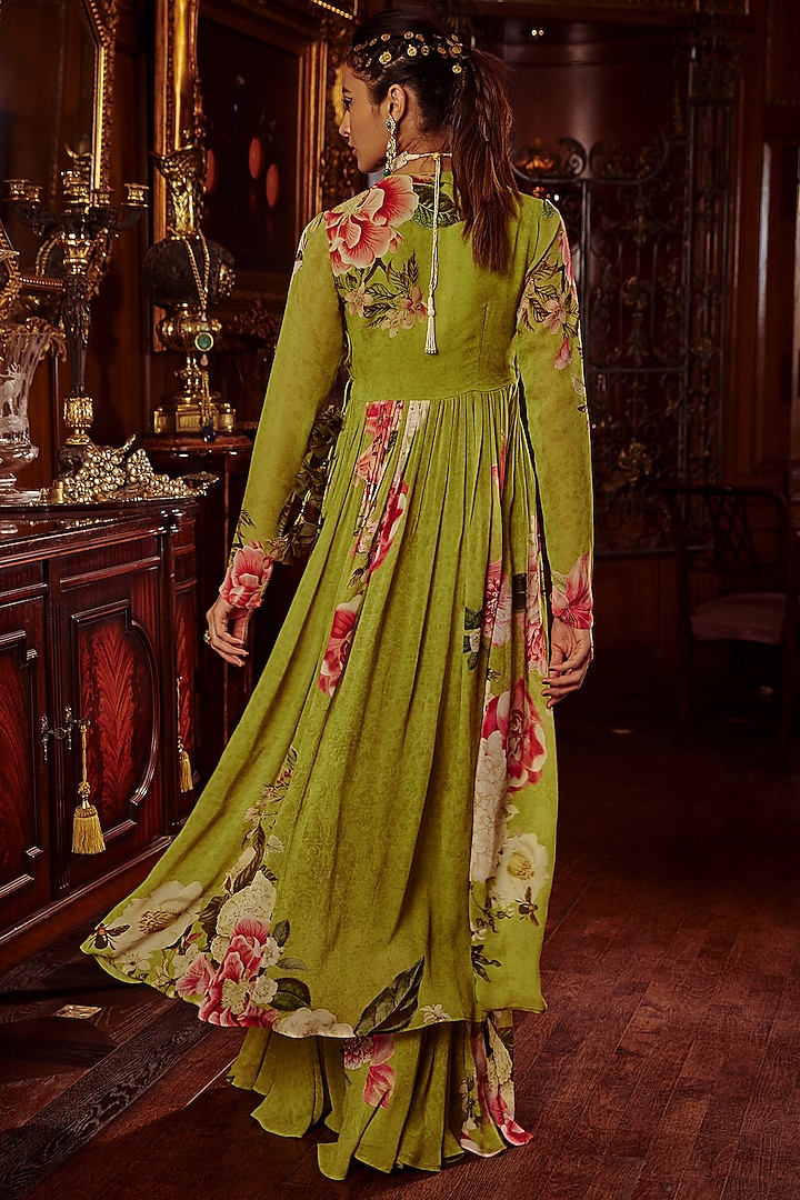 Lime Green Embellished Wedding Anarkali Set by Kalista at Pernia's Pop Up Shop
