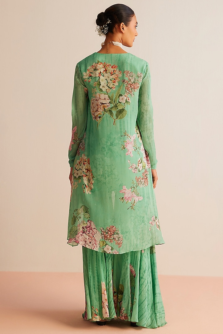 Sea Green Viscose Chinon Printed Tunic Set by Kalista at Pernia's Pop Up Shop