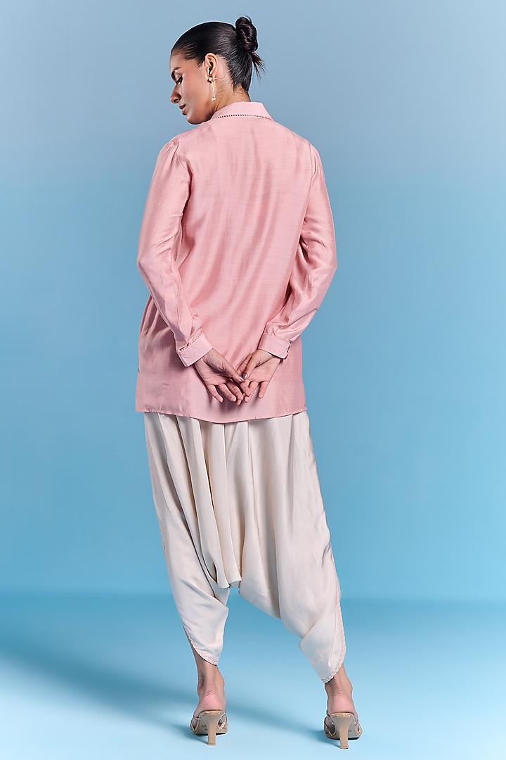 Powder Pink Floral Hand Embroidered Tunic Set by Kalista at Pernia's Pop Up Shop
