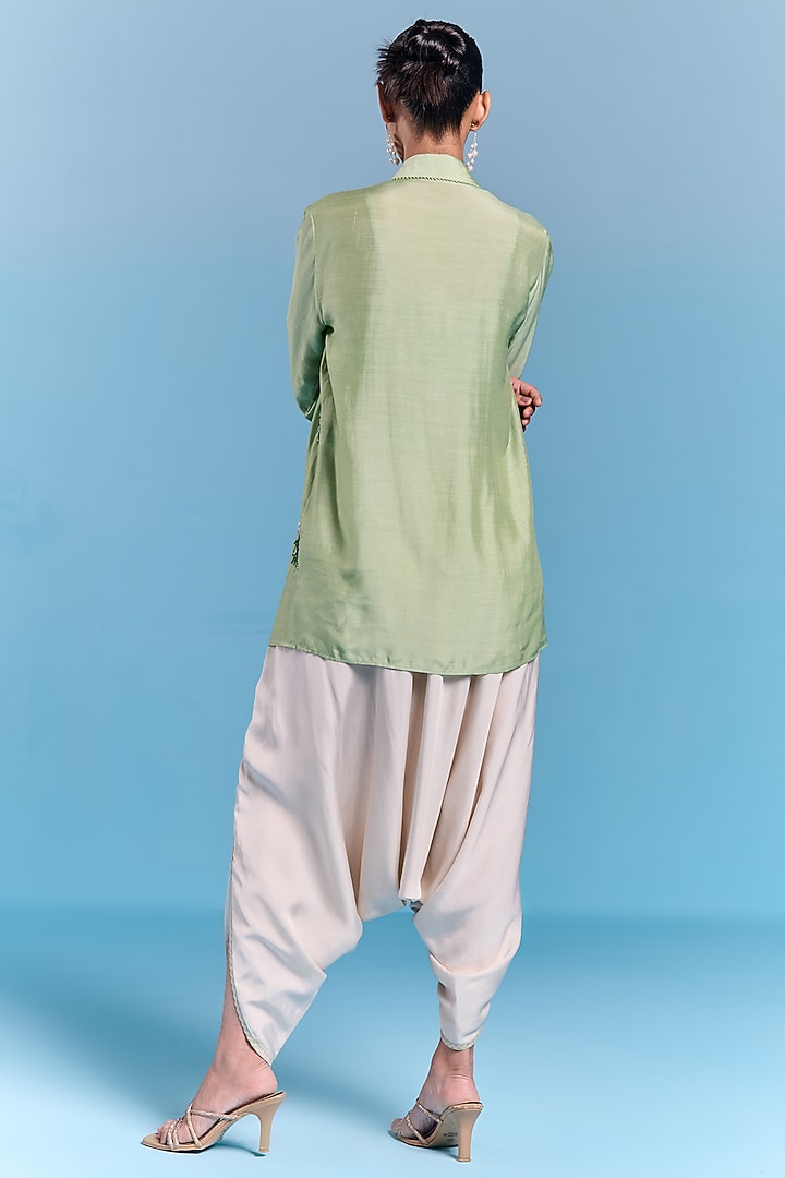 Mint Green Floral Hand Embroidered Tunic Set by Kalista at Pernia's Pop Up Shop
