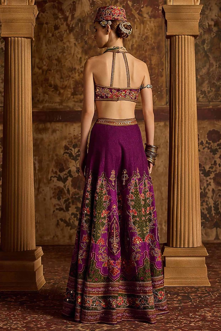 Violet Viscose Silk Flared Wedding Sharara Set by Kalista at Pernia's Pop Up Shop