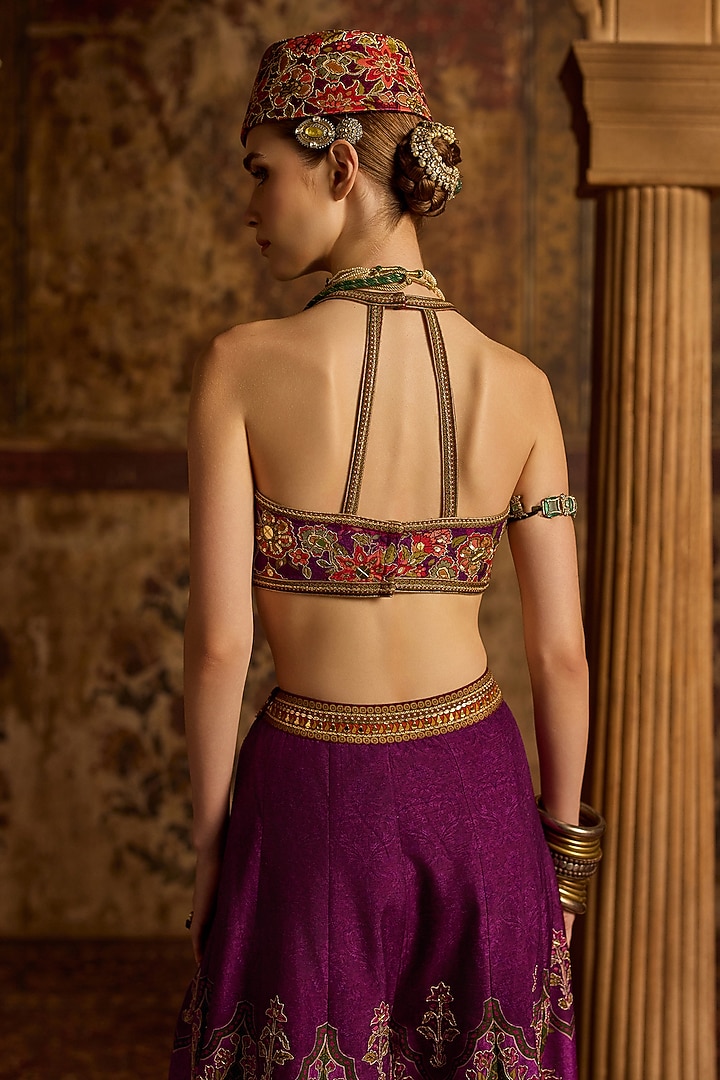 Violet Viscose Silk Flared Wedding Sharara Set by Kalista at Pernia's Pop Up Shop