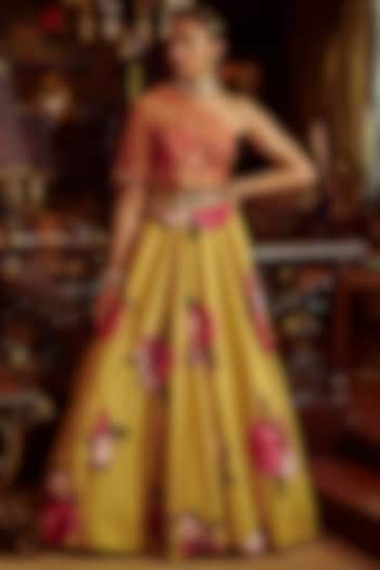 Mustard Embroidered Lehenga Set by Kalista