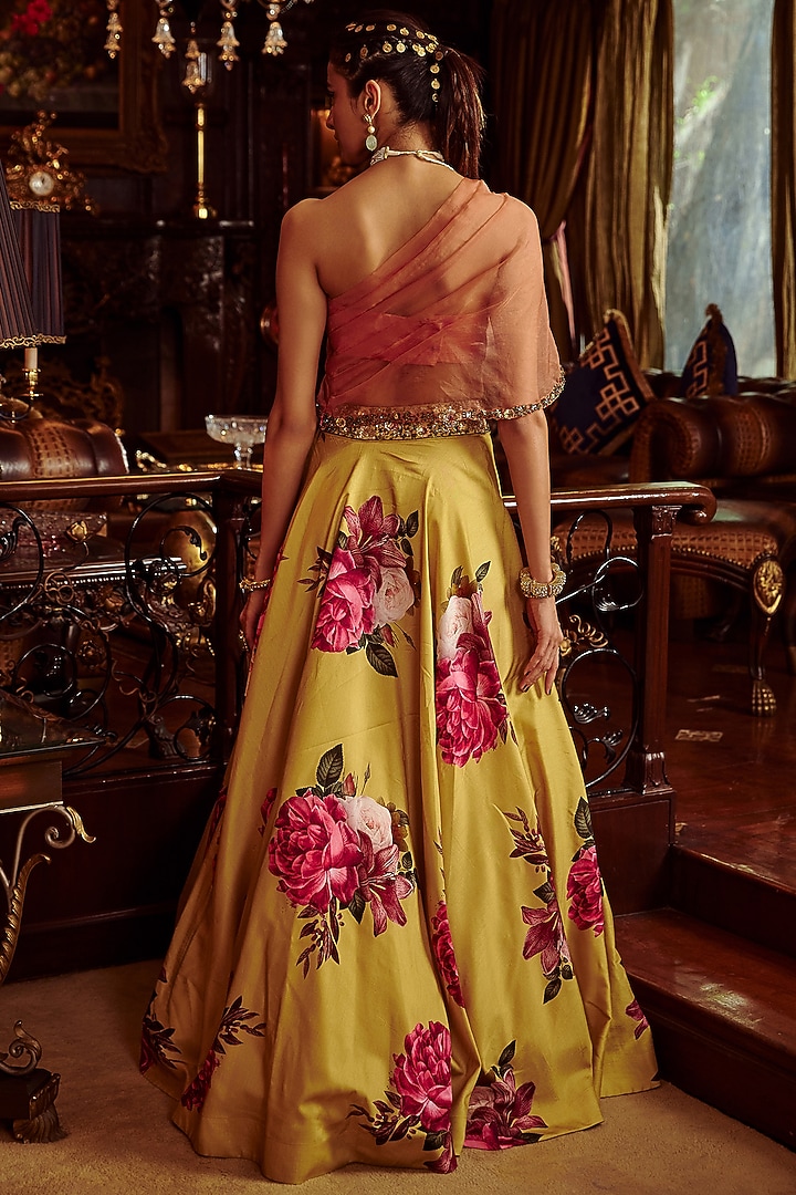 Mustard Embroidered Wedding Lehenga Set by Kalista at Pernia's Pop Up Shop