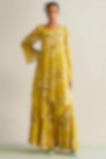 Yellow Viscose Chinon Sharara Set by Kalista at Pernia's Pop Up Shop