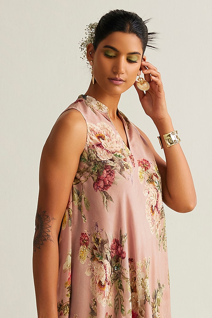 Mauve Viscose Chinon Printed Party Wear Sharara Set by Kalista at Pernia's Pop Up Shop