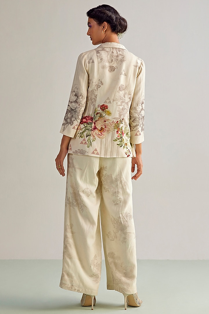 Off-White Viscose Rayon Printed Co-Ord Set by Kalista at Pernia's Pop Up Shop