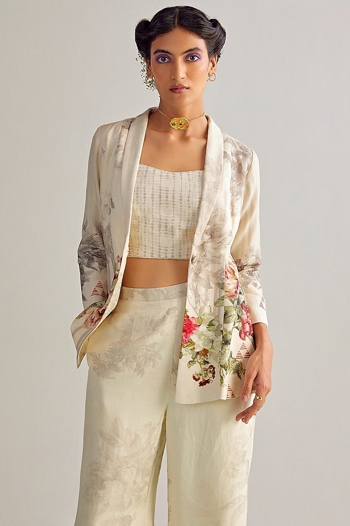 Off-White Viscose Rayon Printed Co-Ord Set by Kalista at Pernia's Pop Up Shop
